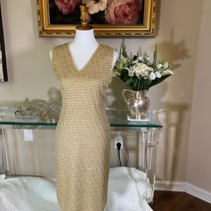 St. John  Metallic Gold Dress – lined - size 4